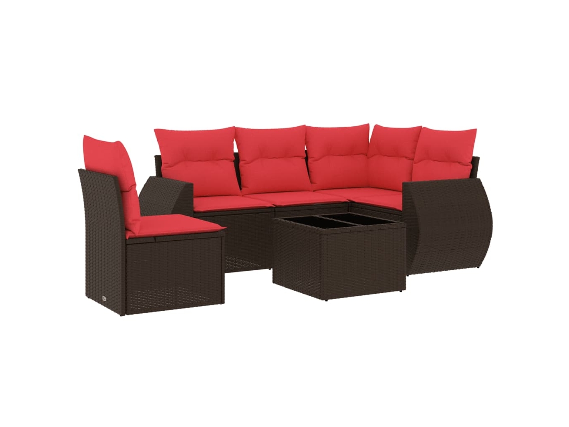 Conjunto de Sofá de Jardim, 6 Peças, Almofadas, Rattan Preto MAISON EXCLUSIVE