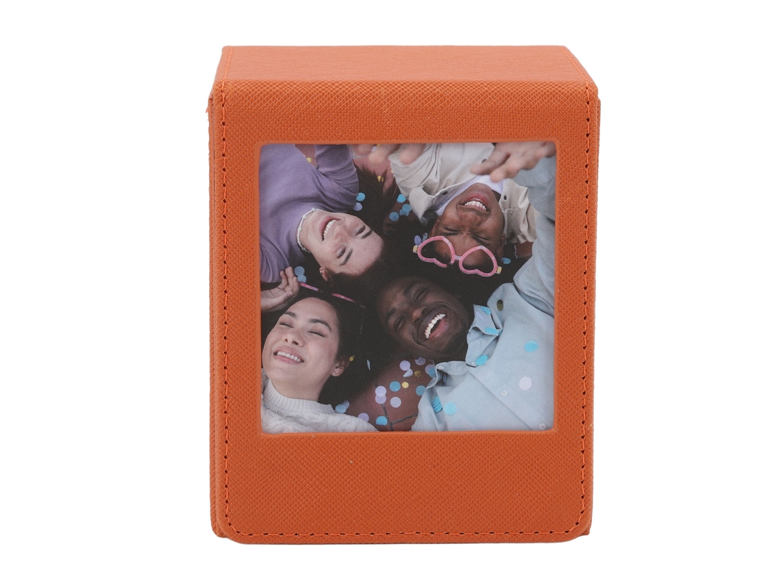 Photo Storage Box Multipurpose Large Capacity Magnetic Lid Closure Pvc Picture Storage Container For Sq Photo Bank Cards Stamps Brown LAXISCREED
