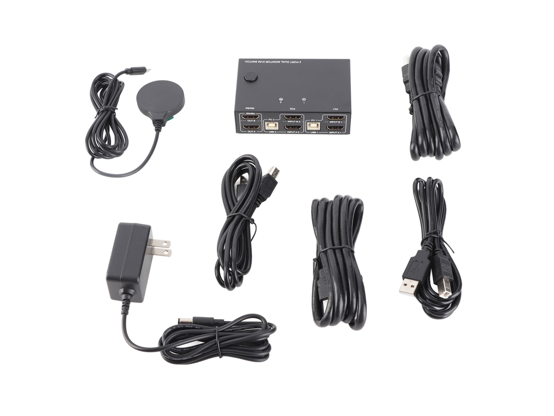 Switch Kvm Com Duas Telas Para 2 Computadores 3840x216030hz Hdmi Plug And Play Para Escritório E Jogos