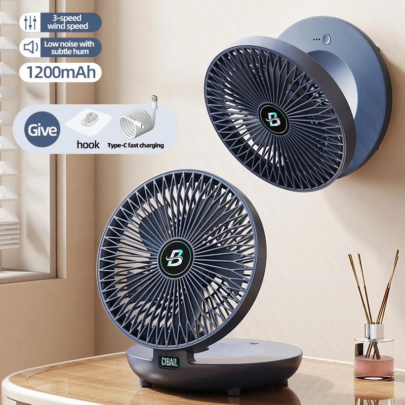 Mini Ventilador MDUG portátil, 2000mah, visor LED (laranja)