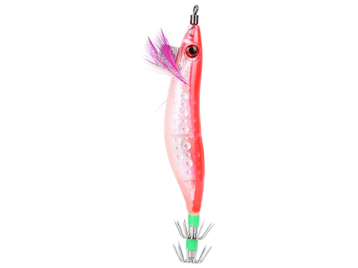 Lure (luminous Fish Attracting, Bionic Bait) 9g Luminous Spotted Wooden Shrimp Squid Hook Lure Octopus Hook (red)