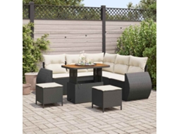 Vidaxl Conjunto De Sofá De Jardim 8 Unid. Preto Vime Pe