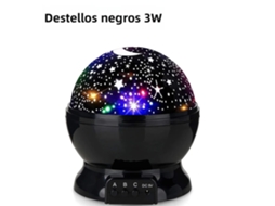 Luminária Noturna com Projeção de Céu Estrelado , Luminária Decorativa de Parede em Led com Rotação MDUG (3w, Preta)