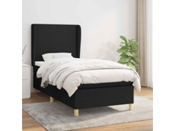 Vidaxl Cama Com Molas/colchão 90x200 Cm Tecido Preto