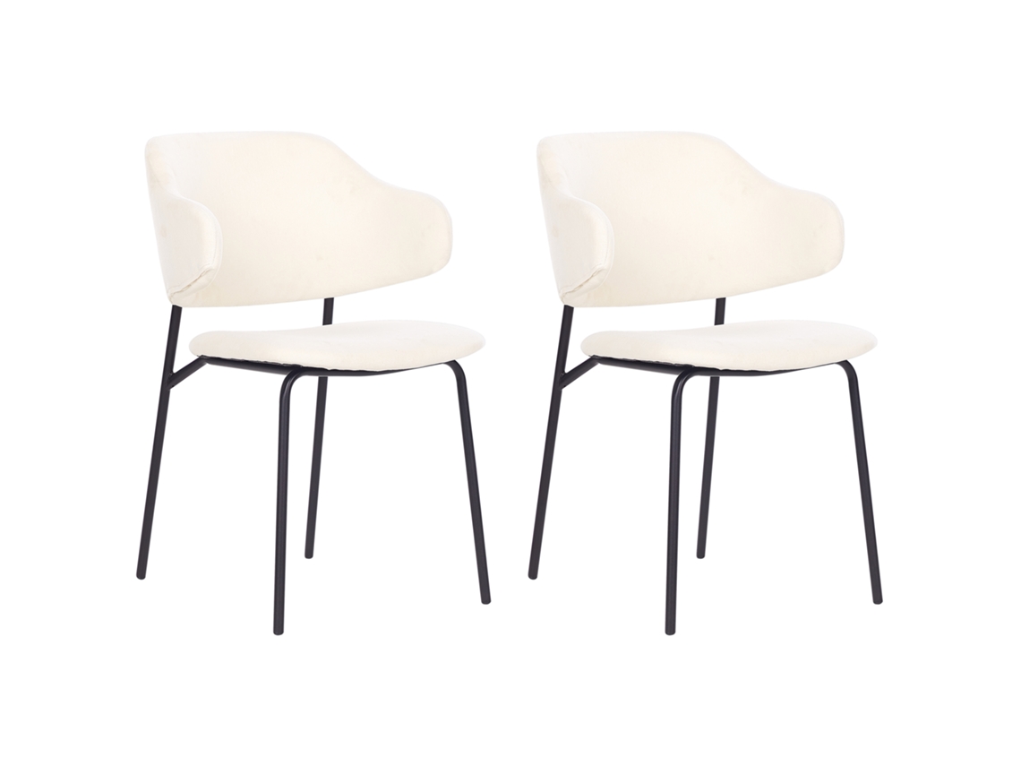 Cadeiras Compactas E Sem Braços Beliani Kenai De Tecido Creme Claro 46x58x82