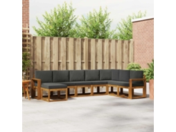 Vidaxl Conjunto De Sofás Para Exterior 8 Unid. Natural E Antracite