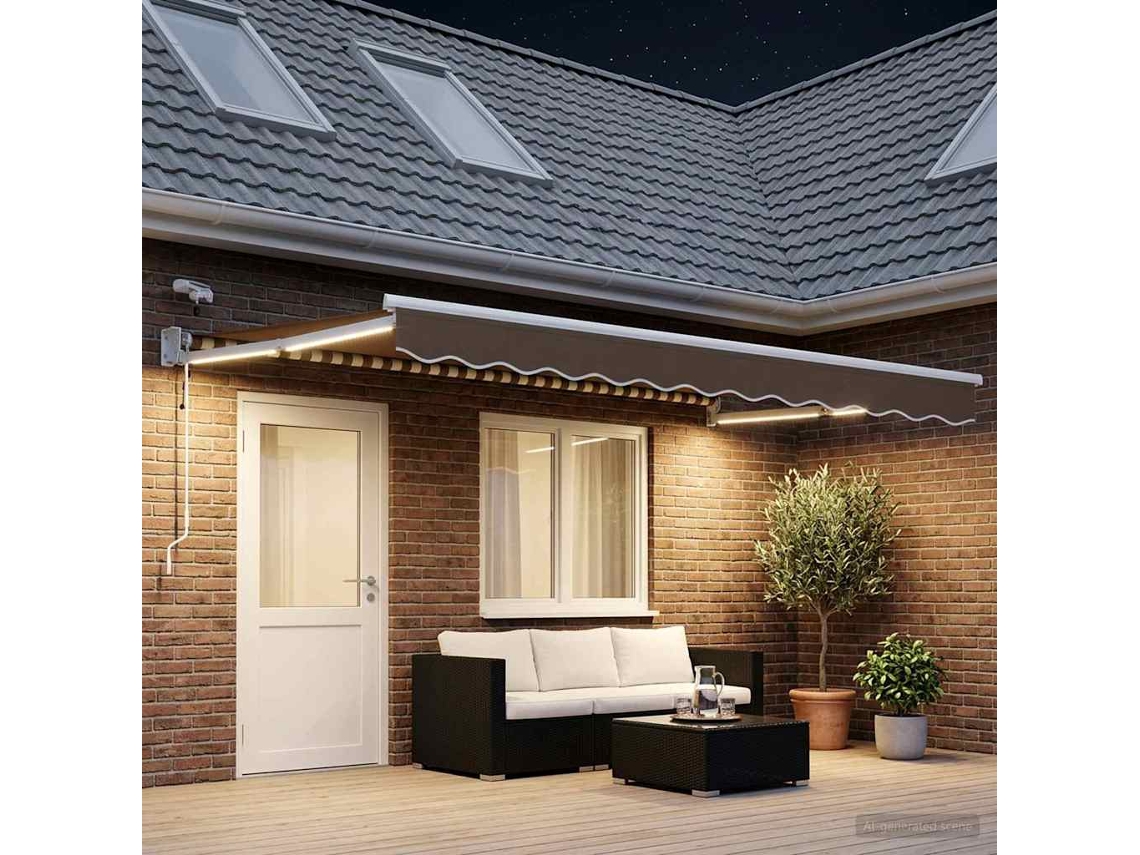 Vidaxl Toldo Retrátil Elétrico Cinzento-acastanhado