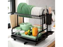 Escorredor de Louças 2 Níveis Multifuncional em Aço Inoxidável para Cozinha AQUAFORGE