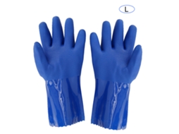 Guantes De Seguridad Resistentes A Químicos De Pvc Con Forro De Algodón, Manga Recta Y Antideslizante Talla L