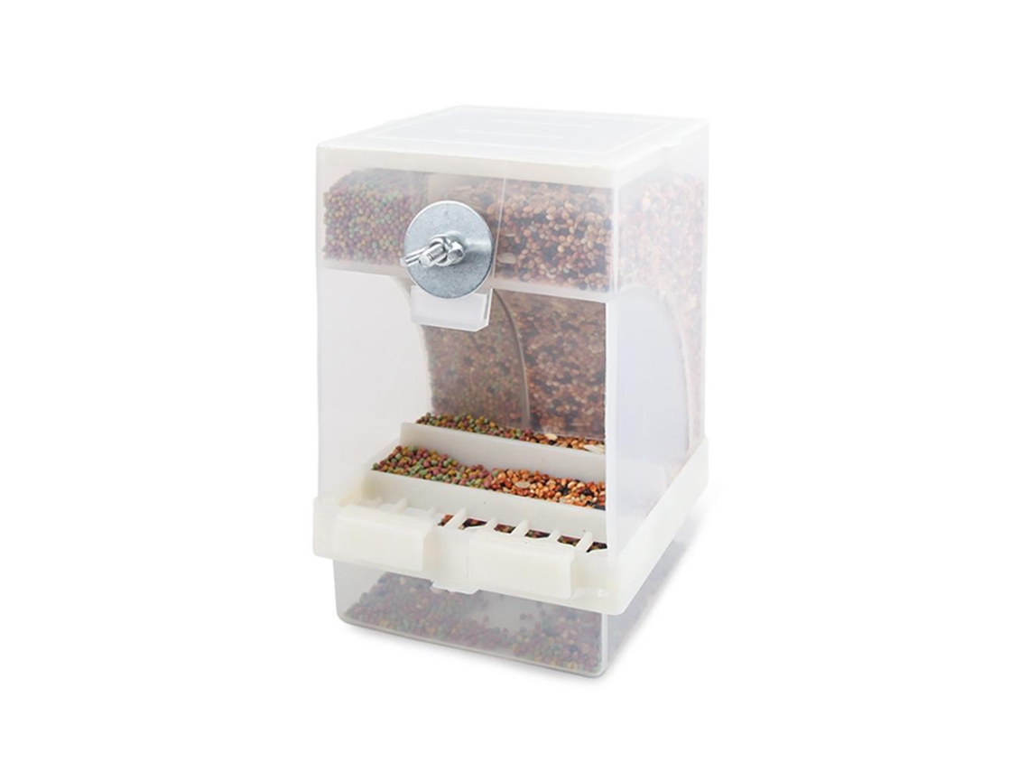 Comedouro automático transparente para pássaros 500g acessório de gaiola plástico branco 16x10x9,5cm | S/MARCA