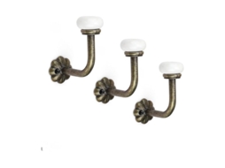 Conjunto De 3 Ganchos De Parede Vintage Em Cerâmica, Com Acessórios Em Liga De Zinco E 3 Parafusos, Cabides Resistentes Para Casacos, Chapéus E Roupas