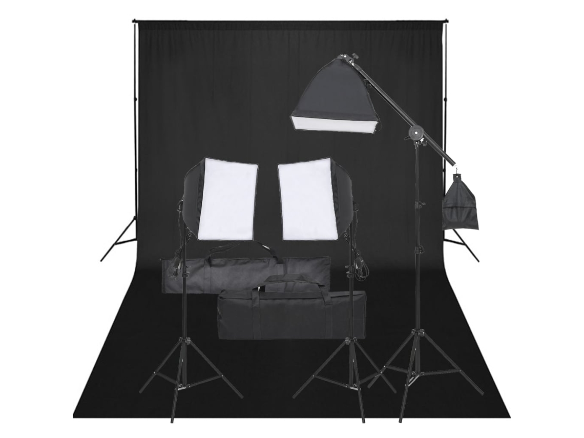 Candeeiro Kit de Estúdio Fotográfico com Conjunto de Iluminação e Fundo