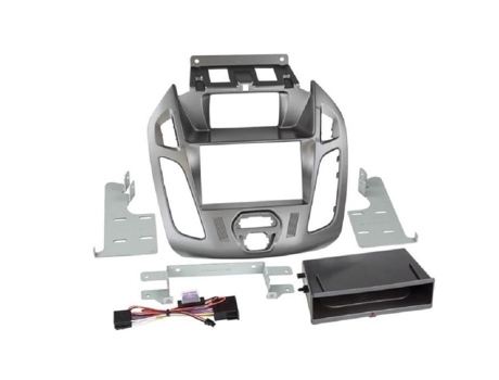 Kit de Painel de Rádio 2Din Compatível com Ford Transit Connect Ap13 com Display Bolso Vazio Induction Qi Silver