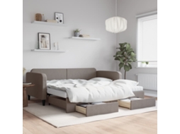 Vidaxl Sofá-cama C/ Gavetão/gavetas 100x200cm Tecido Cinza-acastanhado