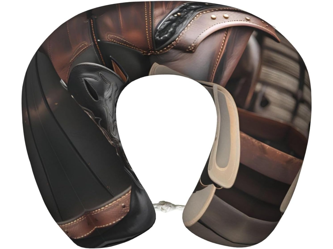Travesseiro de Viag em Espuma Viscoelástica com Chapéu Cowboy Preto e Botas Estilo Western Suporte