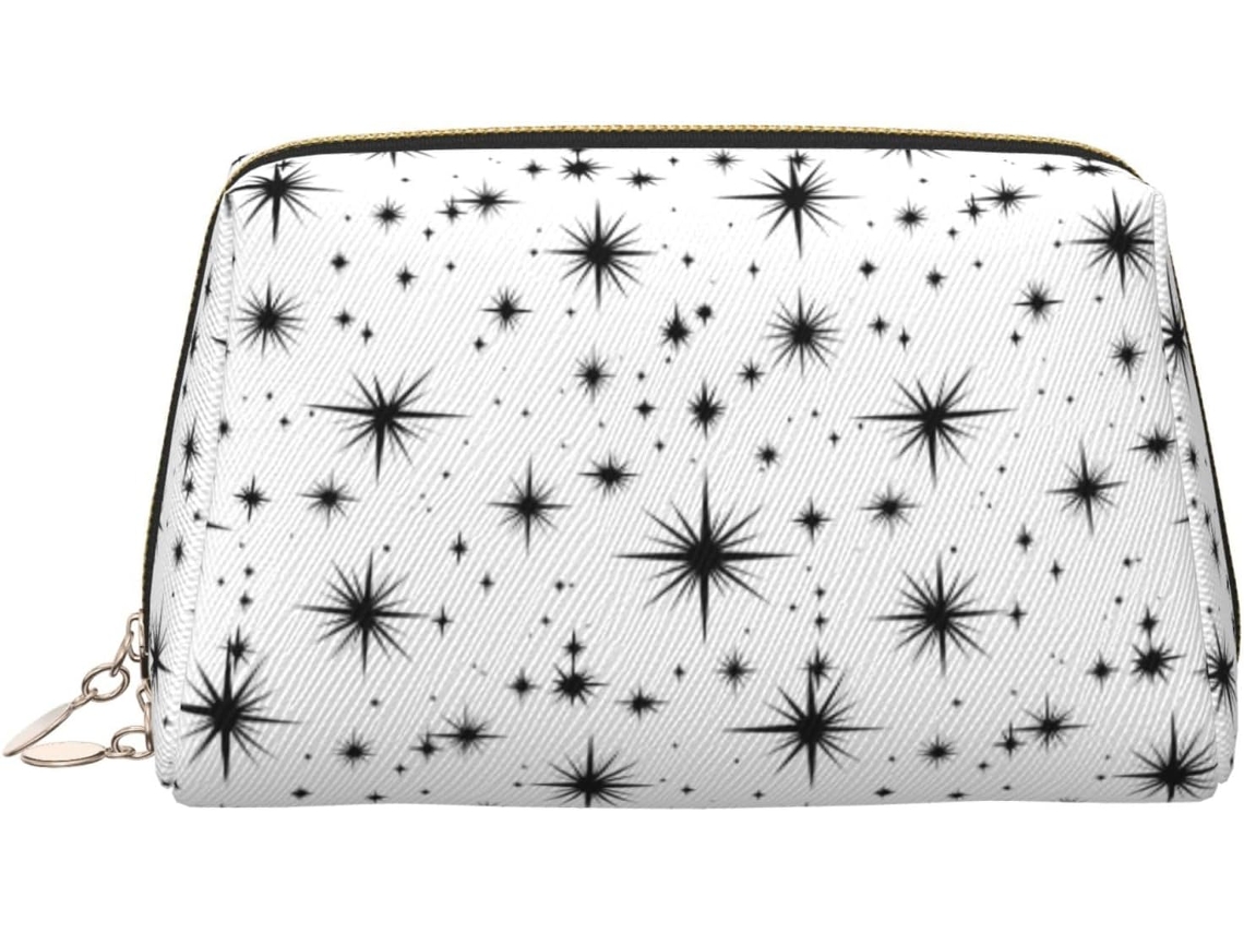 Nécessaire Preta com Estampa de Estrelas Necessaire Viagem Feminina Grande Espuma Viagens Férias | S/MARCA