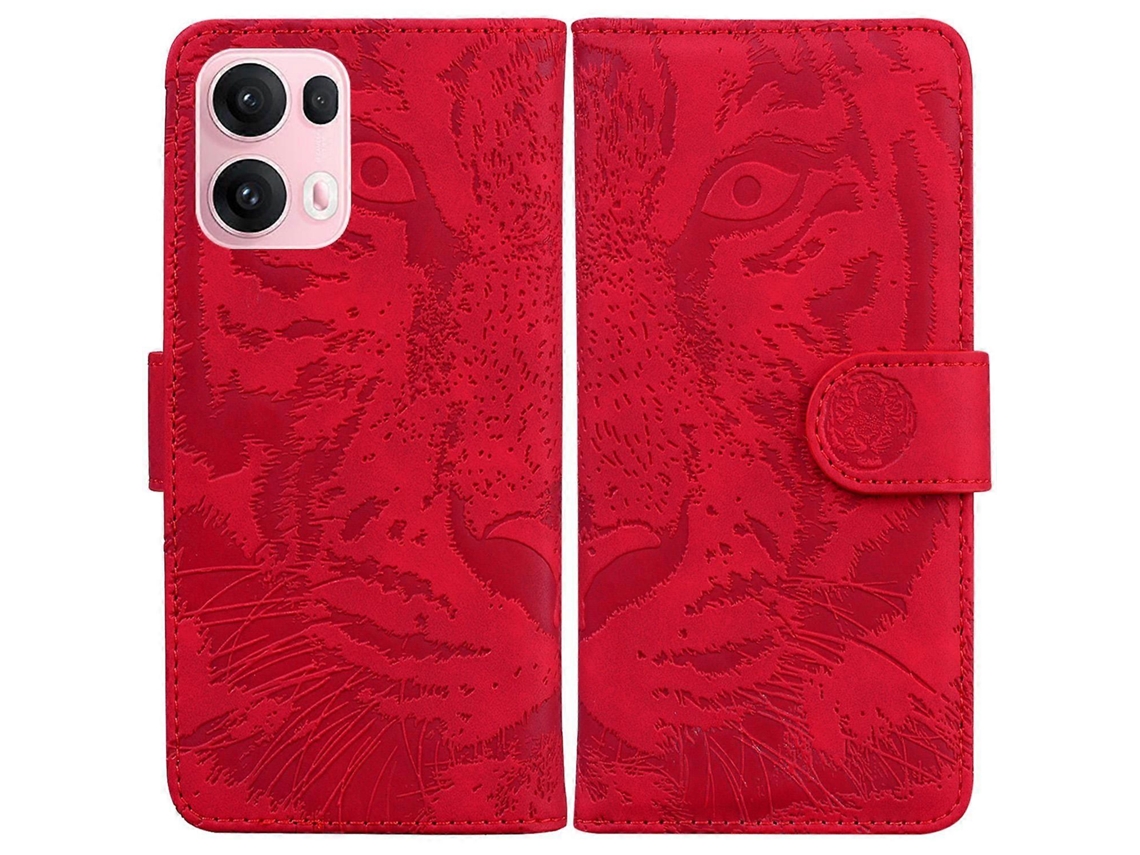 Capa De Celular De Couro Com Padrão De Tigre Em Relevo