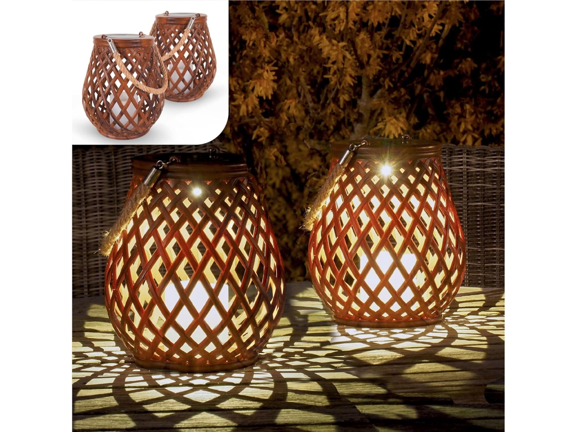 Lanterna Solar Suspensa AQUAFORGE, 2 W, 17 cm, rattan, Ip55