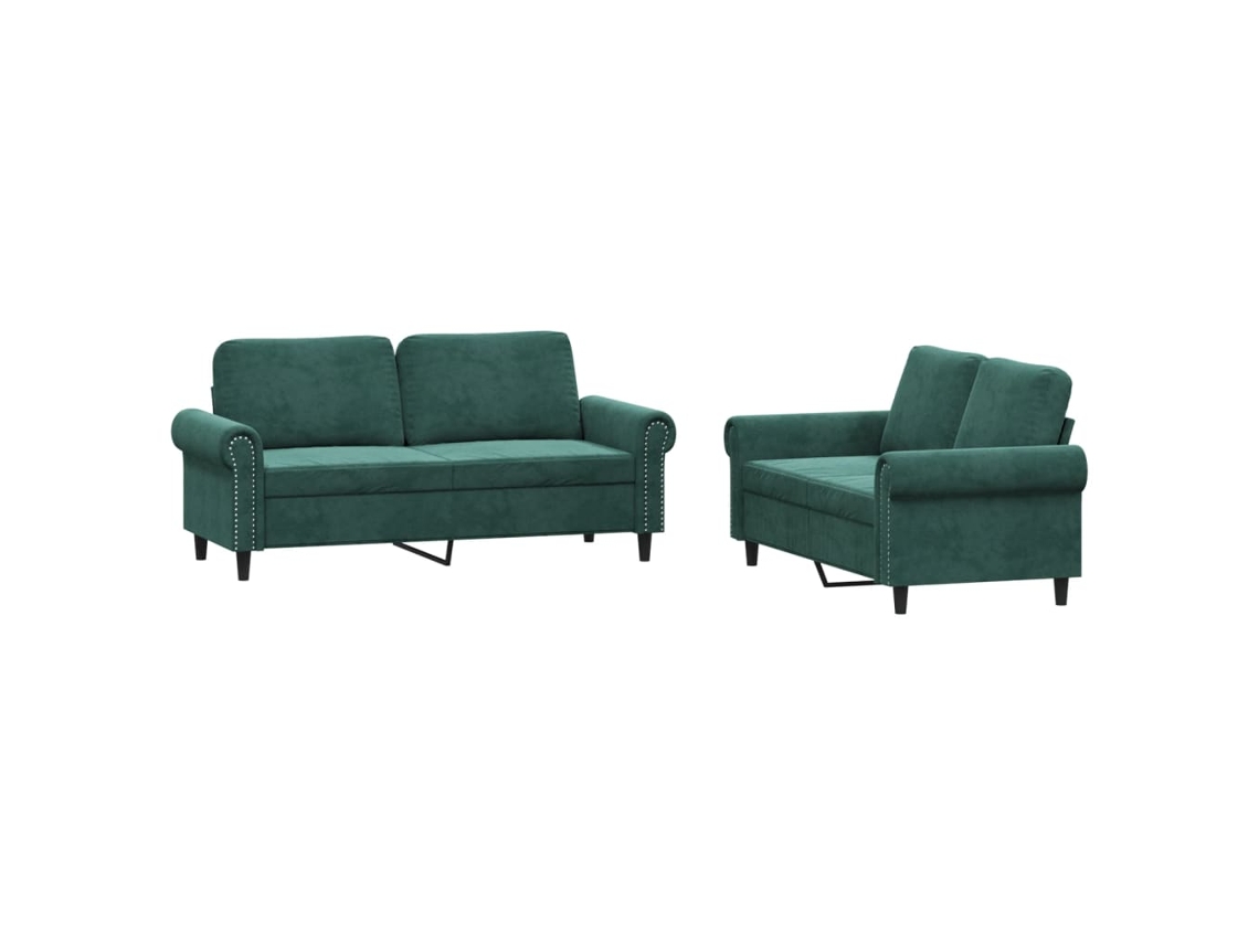 Sofa Set, Sofa Sets Vidaxl Verde Veludo (n/a)