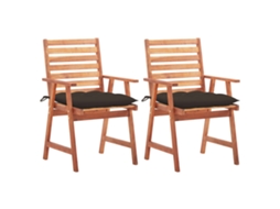Vidaxl Cadeiras De Jantar P/ Jardim 2 Pcs C/ Almofadões Acácia Maciça