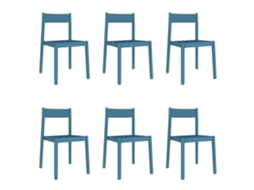 Set 6 Cadeiras Interior, Exterior Azul Antigo Danna Garbar