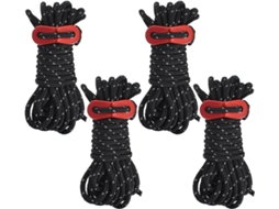 4 Cordas Campismo 4m Reflexivas, 4mm com Tensor, Náilon Resistente, para Barracas, À Prova de Vento, Vermelho+preto ZYBLSSBB