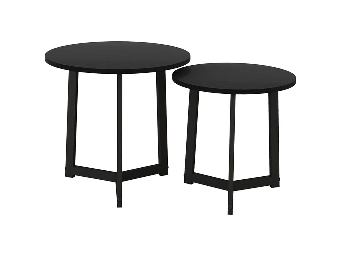 2er-set Couchtisch, Runder Beistelltisch, Stahlgestell, Modern, Wohnzimmer, Bis 35 Kg, Schwarz-mh