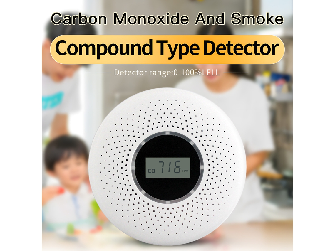 Detector de Fumaça e Monóxido com Tela LCD e Alarme | S/MARCA