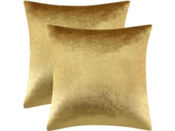 Conjunto De 2 Capas De Almofada Decorativas De Veludo Dourado 45 X 45 Cm Para Sofá-cama