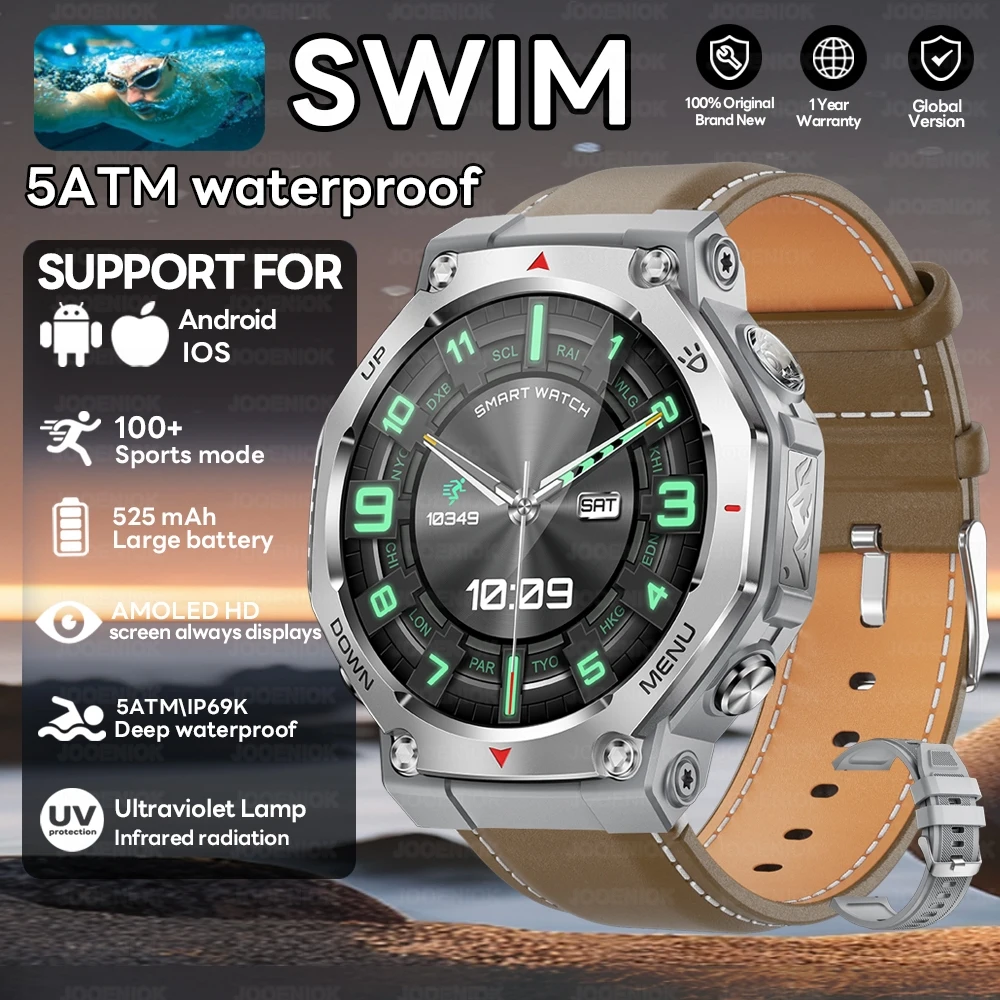 (pulseira Marrom) Smartwatch Com Gps, Resistência À Água De 5 Atm, Tela De 1,43 Polegadas