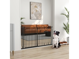 Barreira de Segurança para Animal de Estimação Comprimento Ajustável Dim. 145l X 76h Cm Preta