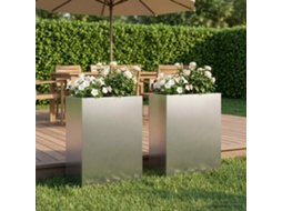 Vidaxl Vaso De Jardim 2 Unid. Prateado 40 X 20 X 40 Cm Aço Inoxidável