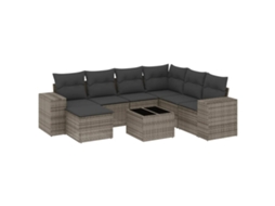 Conjunto de 8 Sofás de Jardim com Almofadões Vime Pe Cinzento MAISON EXCLUSIVE (8 pcs)
