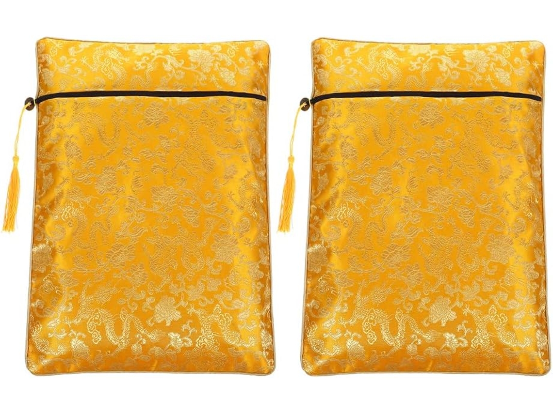 Bolsa Para Bíblia Healvian Com Zíper, 24x34 Cm, Estampa De Dragão Amarelo, Protetor De Bíblia Multifuncional Para