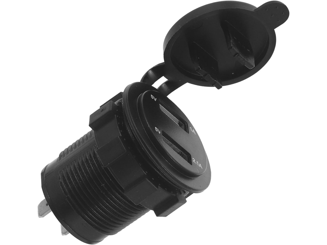 Carregador Usb De Duas Portas Para Motocicleta, Com Suporte Para Carregar Celulares E Dispositivos Gps.