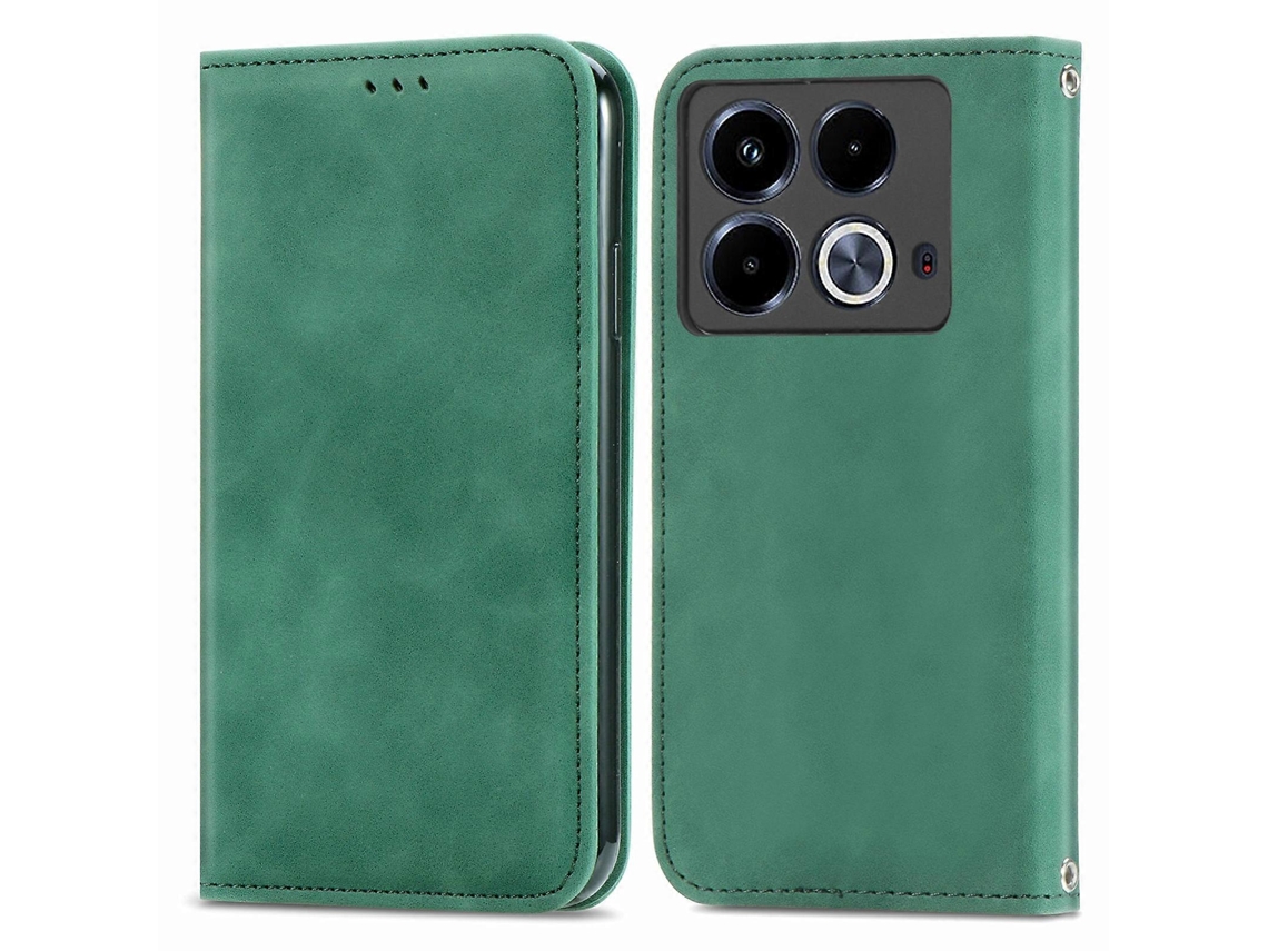Capa De Celular Flip Magnética Em Couro Sintético Com Toque Retrô Para Infinix Note 40