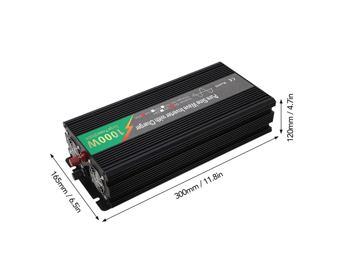 Laxiscreed Inversor De Onda Senoidal Pura 1000w Com Carregador E Ecrã Lcd De Alta Performance