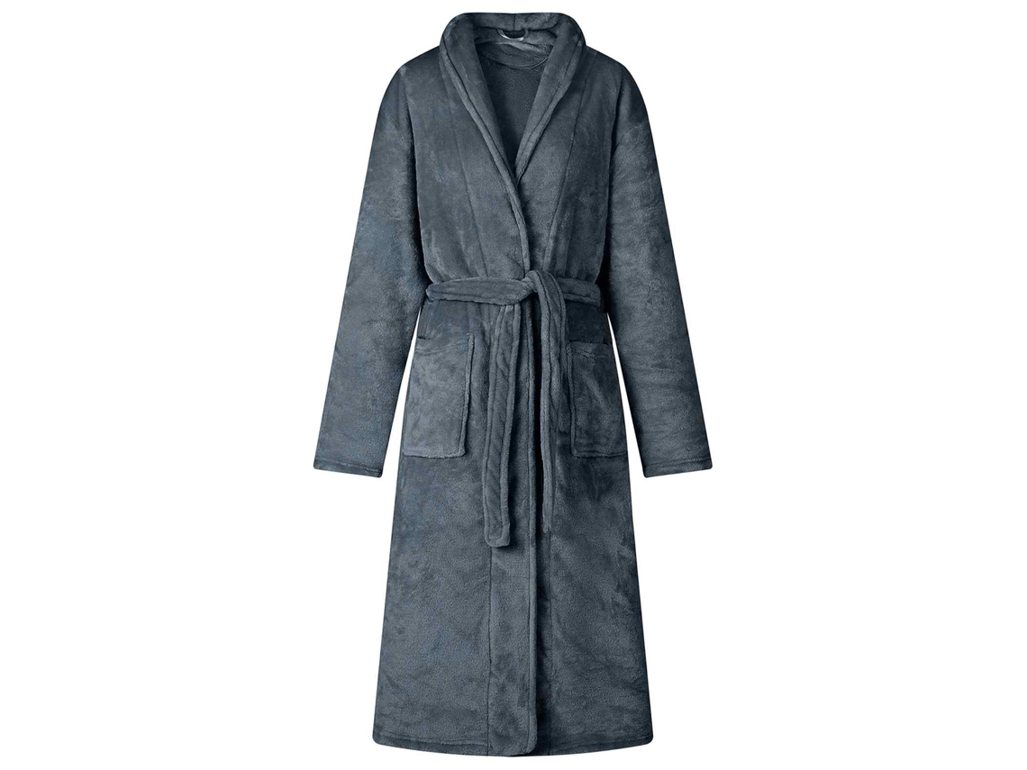 Vidaxl Roupão Sem Capuz Azul Marinho Xxl Flanela