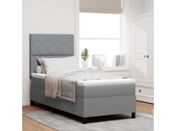 Vidaxl Cama Box Com Cabeceira Cinzento-claro 100 X 200 Cm Tecido
