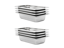 Vidaxl Recipientes Gastronorm 8 Pcs Gn 1/3 65 Mm Aço Inoxidável