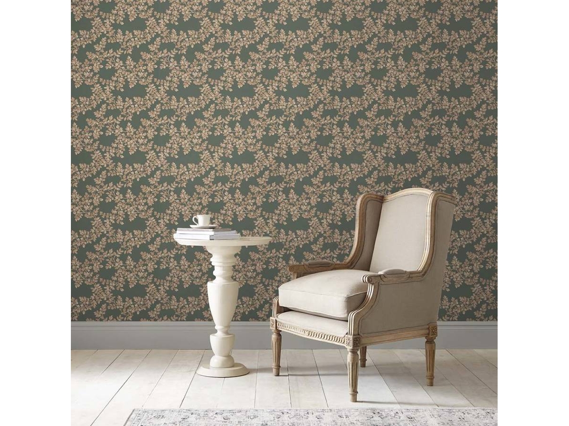 Papel de Parede LAURA ASHLEY Burnham Verde Helecho (1000 x 53 cm