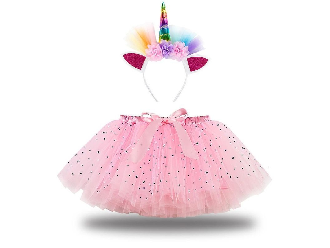 Fasst Disfraz de Unicornio Princesa com Falda Tutú Arcoíris Diadema Niñas Carnaval