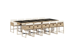 Conjunto de 11 Jantar para Jardim com Almofadões Vime Pe Bege MAISON EXCLUSIVE