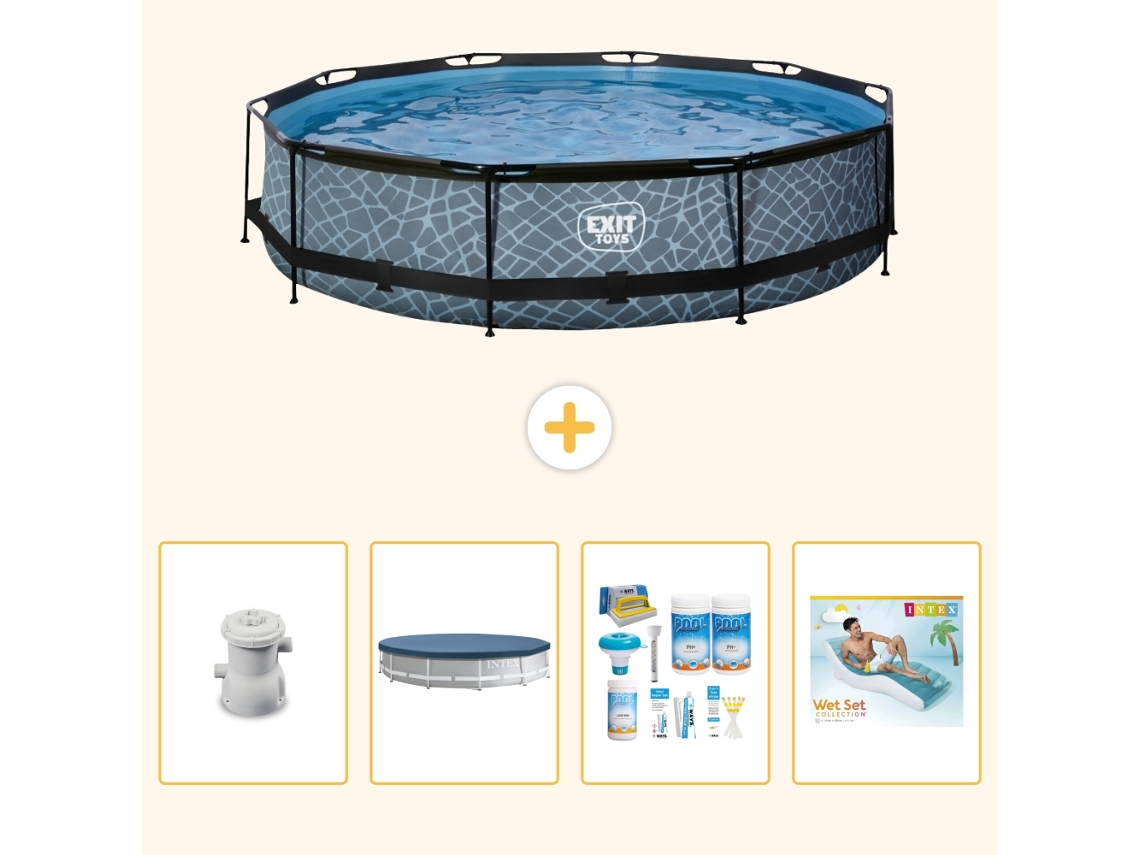 Exit-toys Piscina Exit Redonda - Efeito Pedra - 360x76 Cm - 5-peças S335