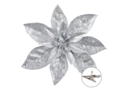 Flores De Natal Brilhantes Com Enfeites Artificiais Para Árvore De Natal Olysi Shop (prata)