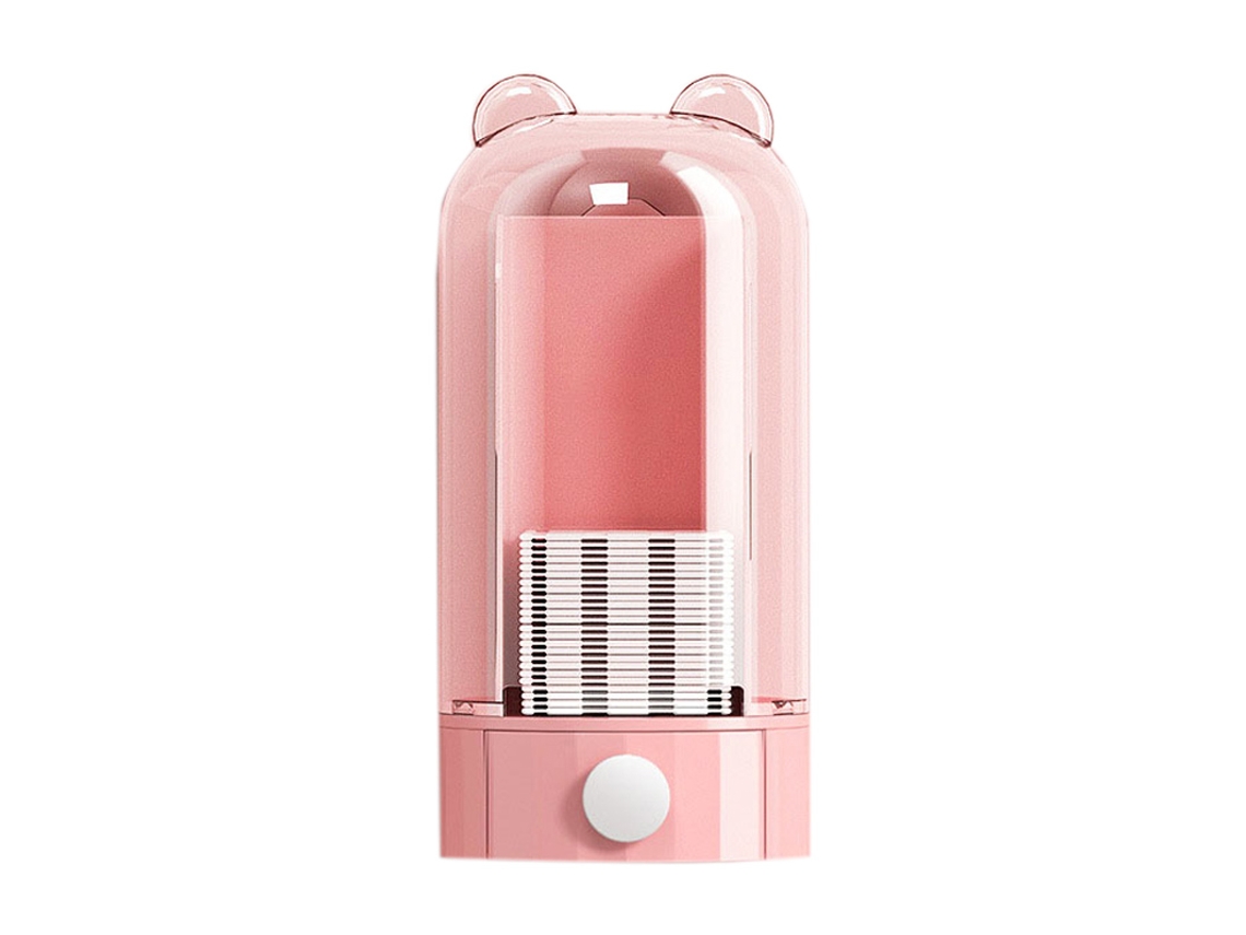 Dispensador automático de discos de algodão antimanchas para montagem na parede, rosa