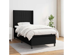 Vidaxl Cama Com Molas/colchão 90x200 Cm Tecido Preto