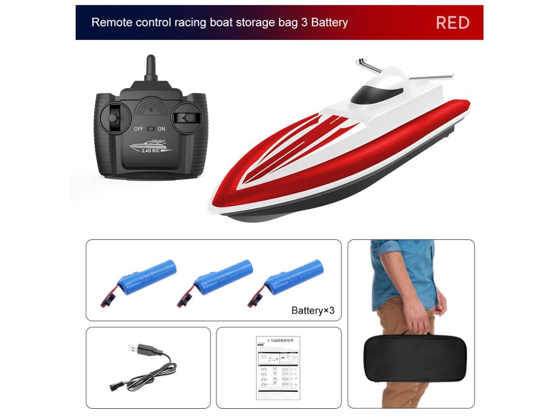Barco De Controle Remoto Elétrico De Corrida 2.4g À Prova D'água De Alta Velocidade Para Crianças