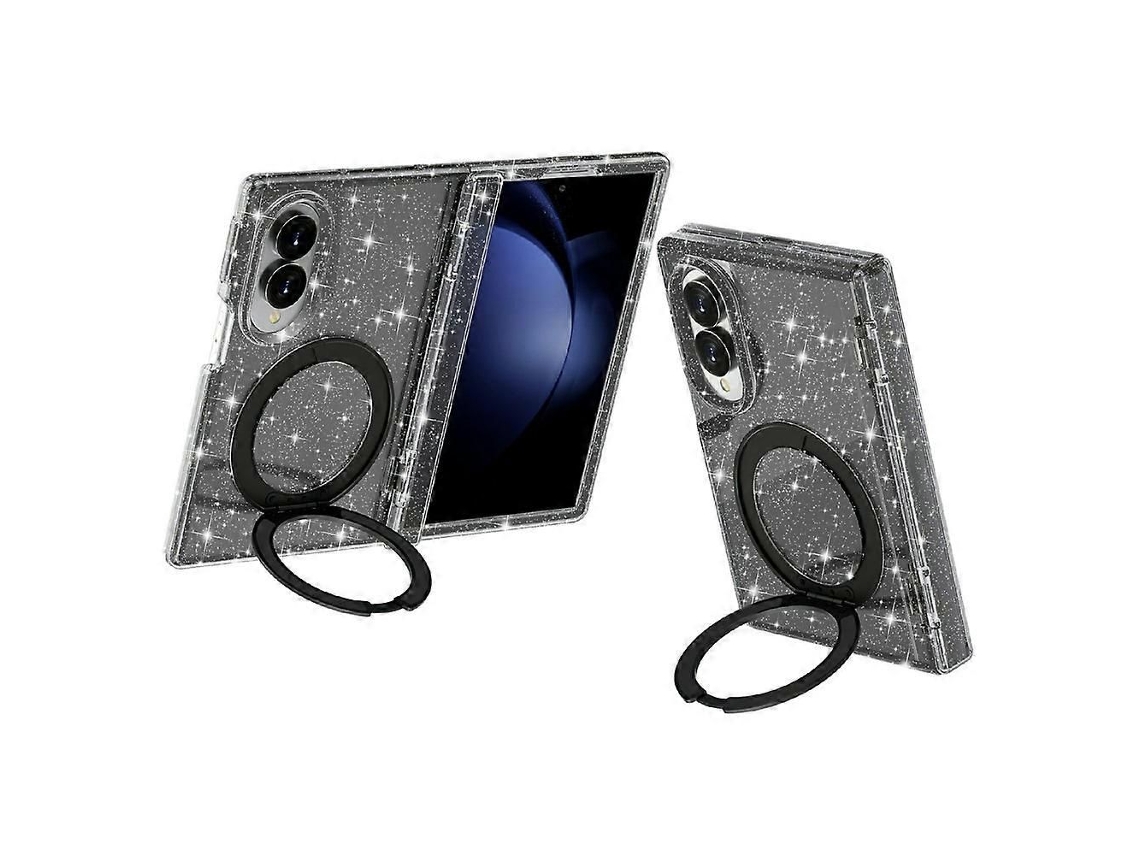 Capa Para Celular Compatível Com Samsung Galaxy Z Fold8, Com Suporte Magnético E Glitter Em Pó, Feita De Pc + Tpu.
