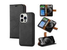 Capa Destacável Textura Louco Para Iphone 15 Plus Pele Sintética Magnética Preto